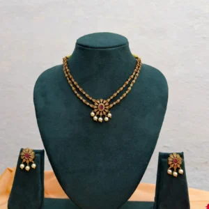 Antique gold floral necklace set
