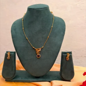 Delicate Gold-Tone Teardrop Pendant Necklace and Earring Set